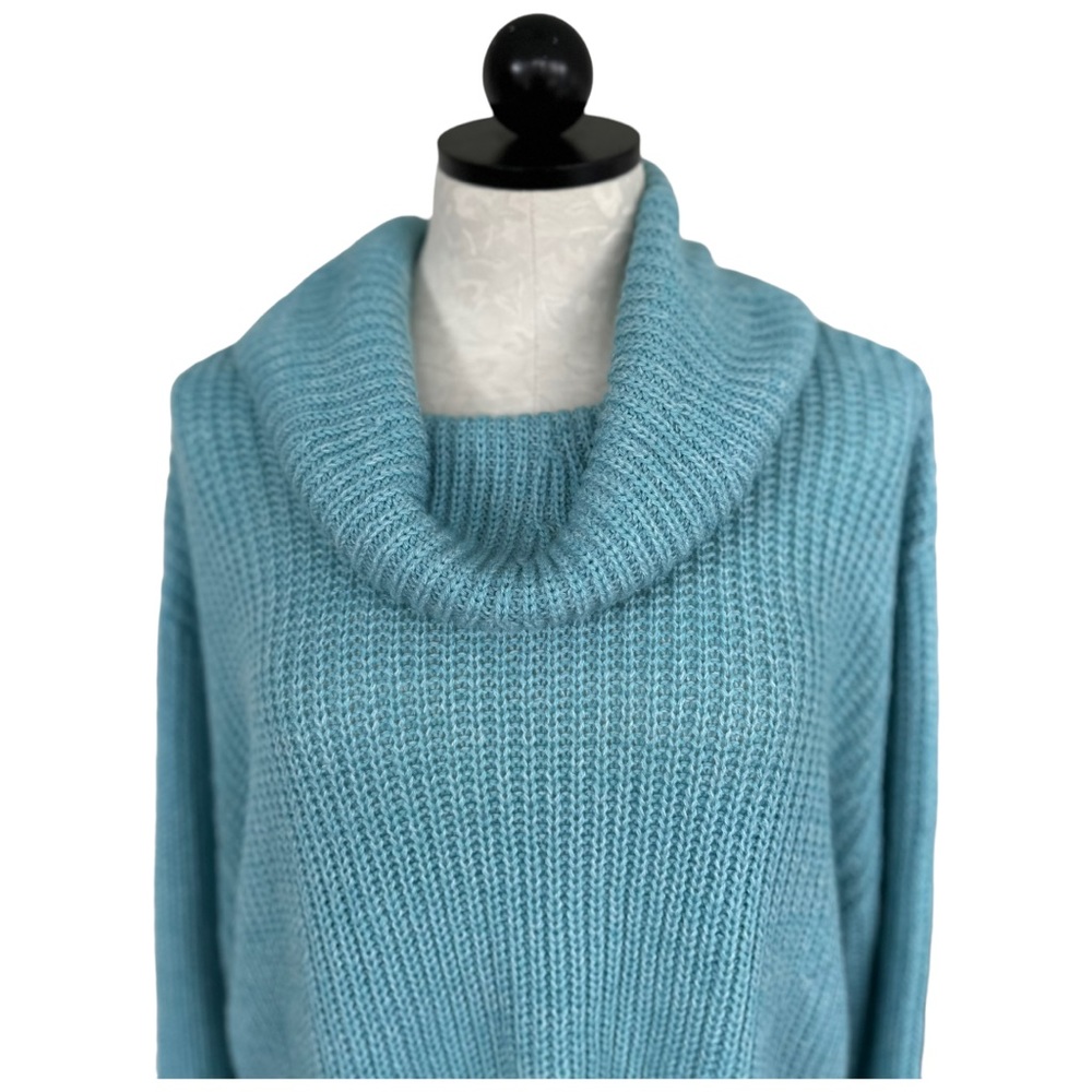 Lane Bryant Cowl Neck Sweater Loose Cuffed Sleeves Blue Size 18/20 - Picture 2 of 12